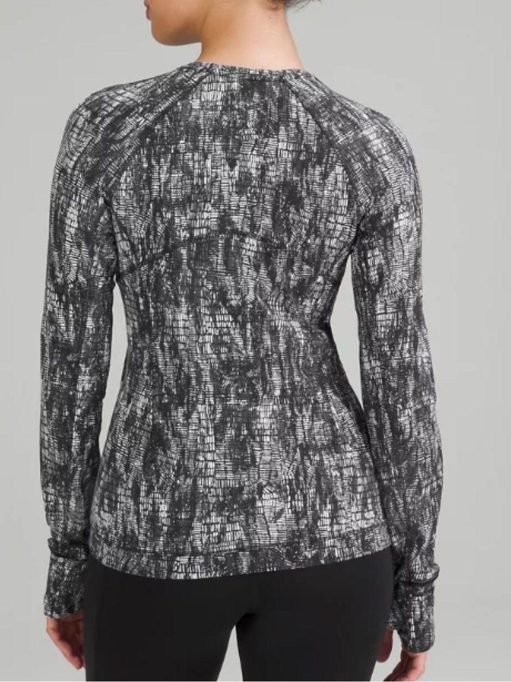 lululemon athletica Women's Long Sleeve Top - Black & White Abstract